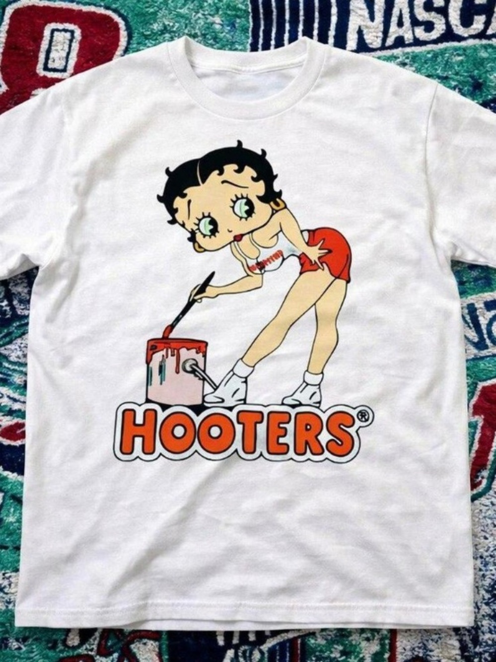 Y2K Cute Betty Boop Hooters Graphic Tee White Unisex